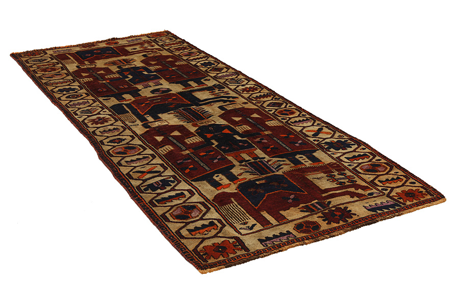 Bakhtiari - Qashqai Perser Teppich 359x138 - Abbildung 1